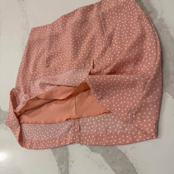 Altar’d State Polka Dot Mini Skirt Women's Medium Pink/White Split Hem Coquette - Picture 3 of 7